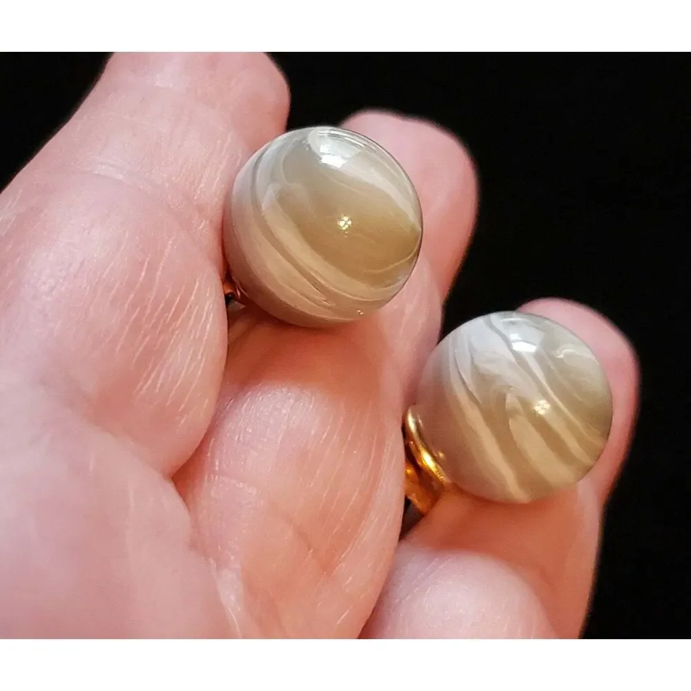 Vintage Gray & White Lucite Clip-On Earring-‎ Mid-Century Modern Earrings bc-12
